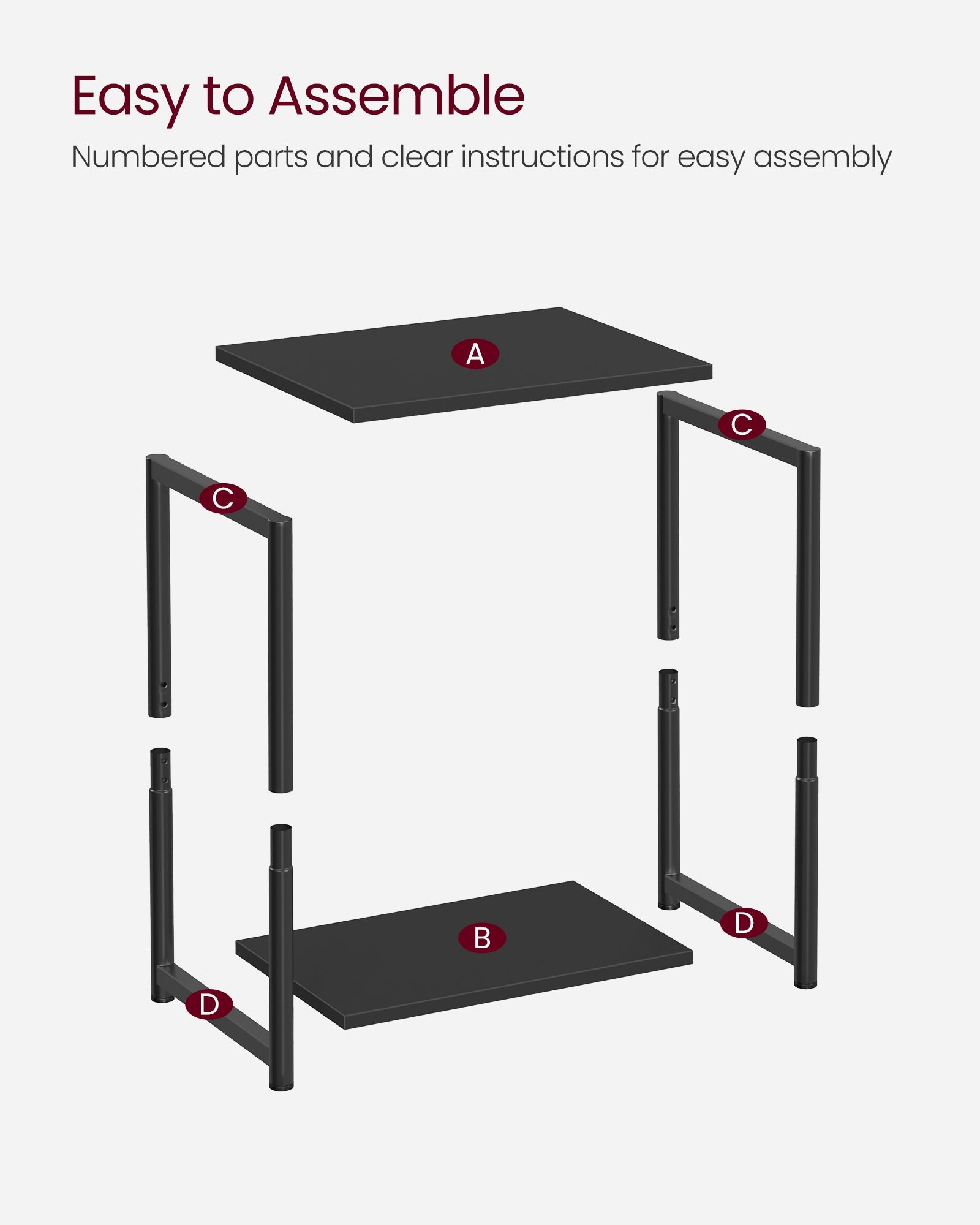 End Table – Steel – Classic Black – 2-Tier with Storage Shelf