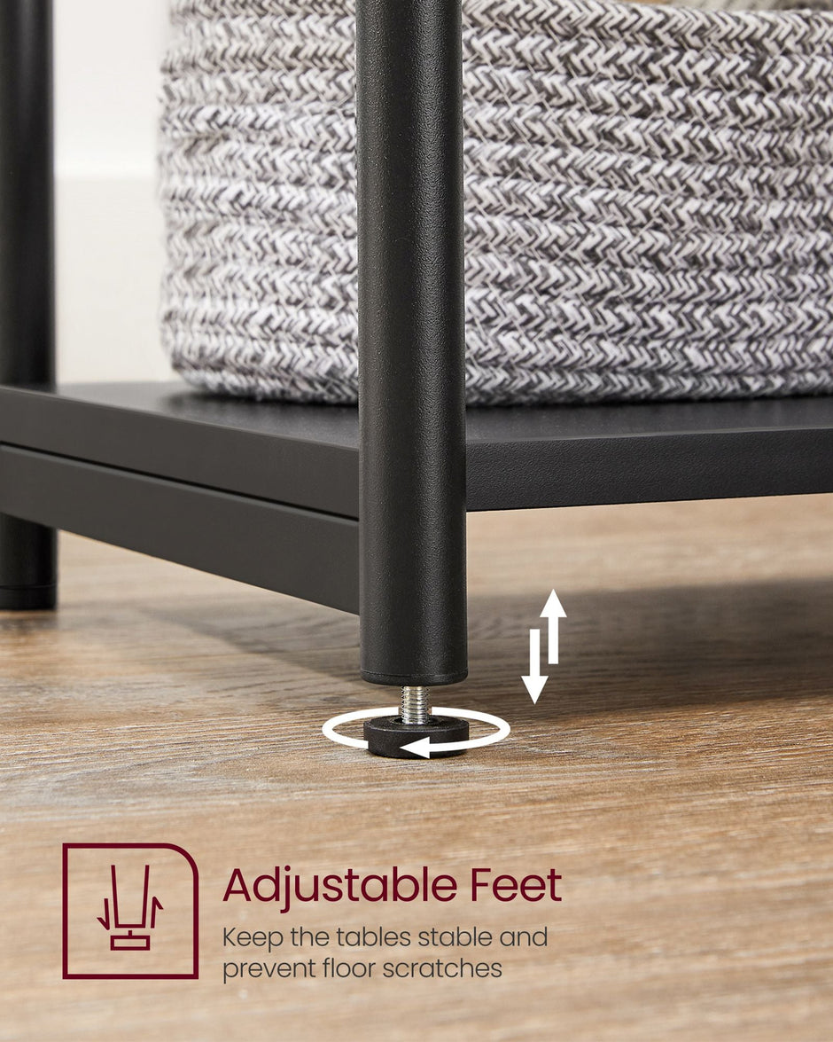 2-Tier End Table – Steel Frame – Industrial Style – Set of 2