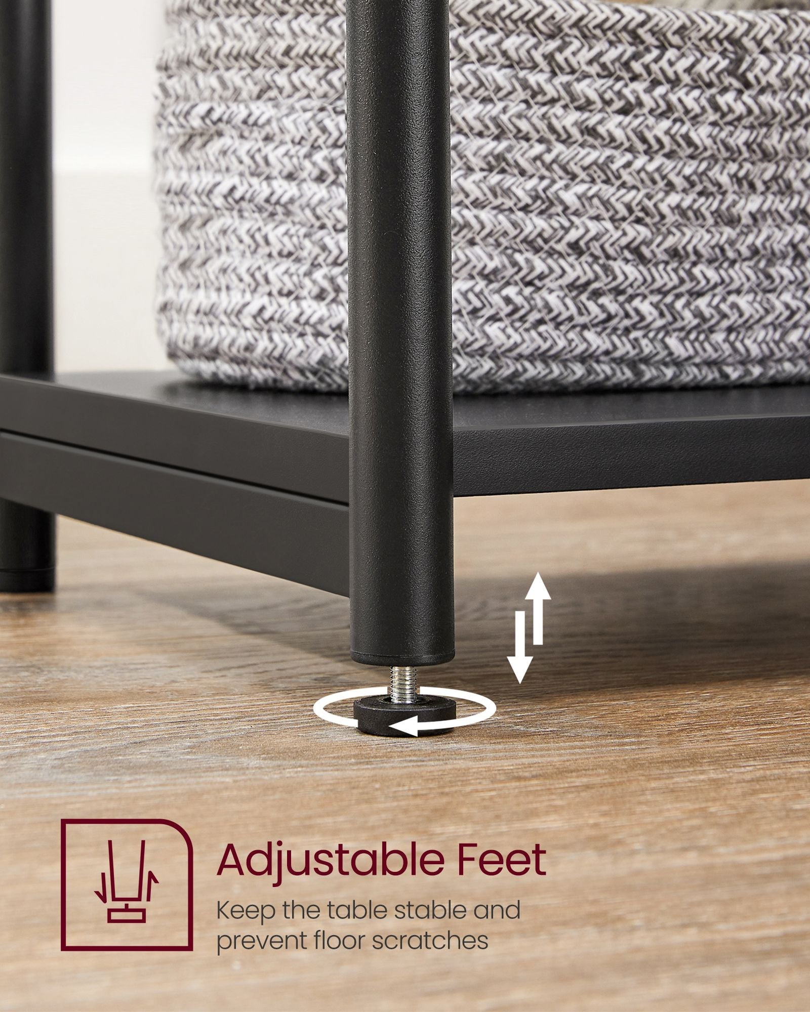 End Table – Steel – Classic Black – 2-Tier with Storage Shelf
