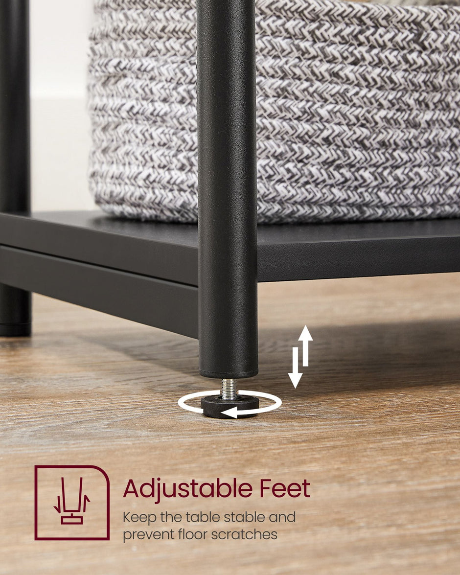 End Table – Steel – Classic Black – 2-Tier with Storage Shelf