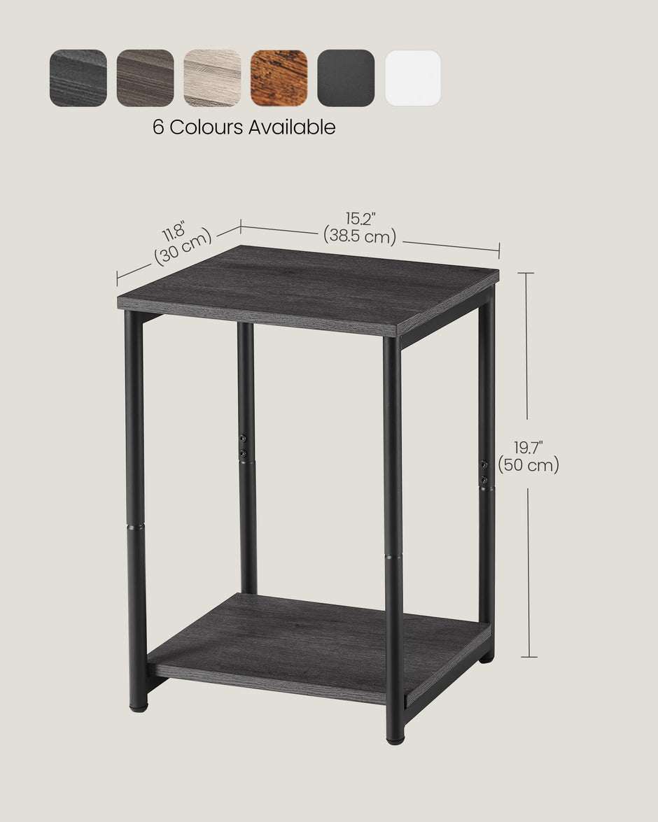 Set of 2 Side Tables – Steel – Misty Grey and Classic Black – 2-Tier Industrial Style
