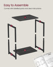 Set of 2 Side Tables – Steel – Misty Grey and Classic Black – 2-Tier Industrial Style