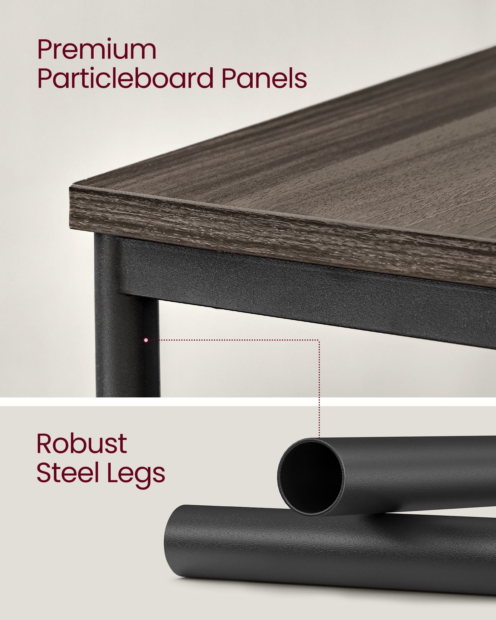 2-Tier Side Tables – Steel Frame – Chestnut Brown and Ink Black – Industrial Style