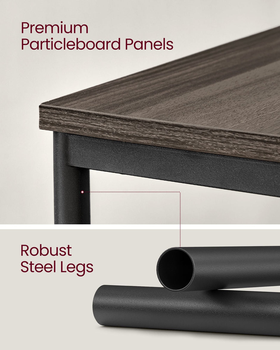 2-Tier Side Tables – Steel Frame – Chestnut Brown and Ink Black – Industrial Style