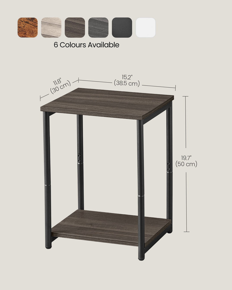 2-Tier Side Tables – Steel Frame – Chestnut Brown and Ink Black – Industrial Style