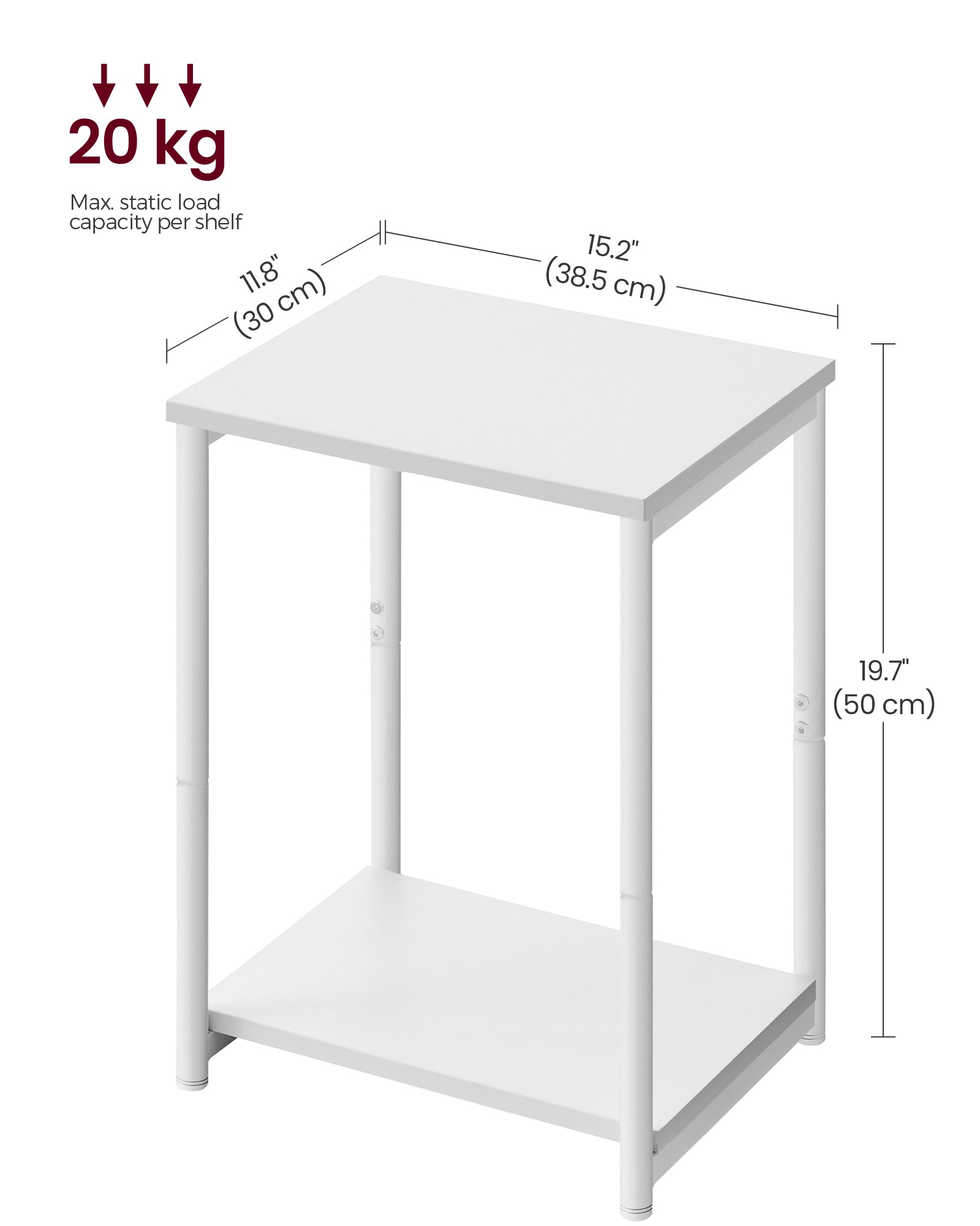 2-Tier End Table – Steel Frame – Industrial Style – Set of 2