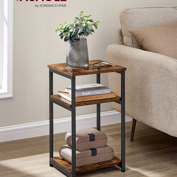3-Tier End Table – Steel Frame – Industrial Style – Versatile for Living Room, Bedroom, Home Office