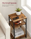 3-Tier End Table – Steel Frame – Industrial Style – Versatile for Living Room, Bedroom, Home Office