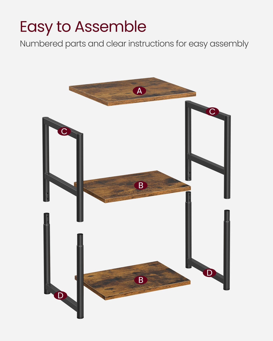 3-Tier End Table – Steel Frame – Industrial Style – Versatile for Living Room, Bedroom, Home Office