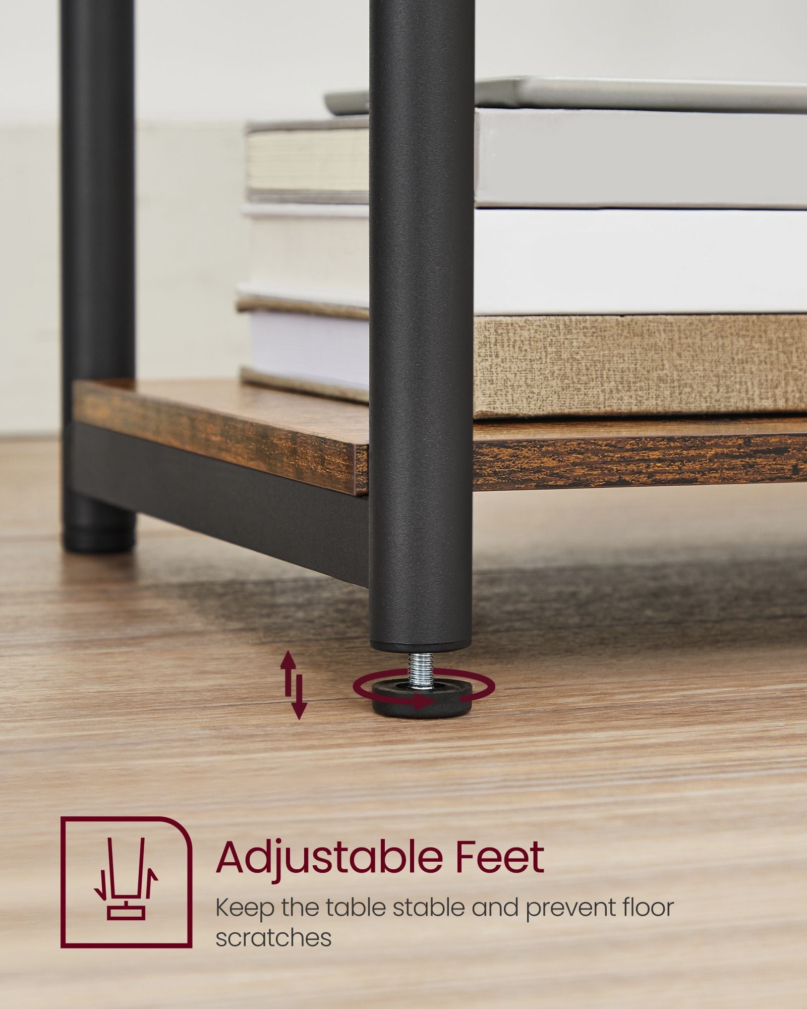 3-Tier End Table – Steel Frame – Industrial Style – Versatile for Living Room, Bedroom, Home Office