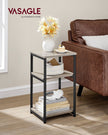 3-Tier End Table – Steel Frame – Heather Greige and Classic Black – Industrial Style