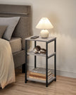 3-Tier End Table – Steel Frame – Heather Greige and Classic Black – Industrial Style