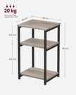 3-Tier End Table – Steel Frame – Heather Greige and Classic Black – Industrial Style