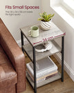 3-Tier End Table – Steel Frame – Heather Greige and Classic Black – Industrial Style