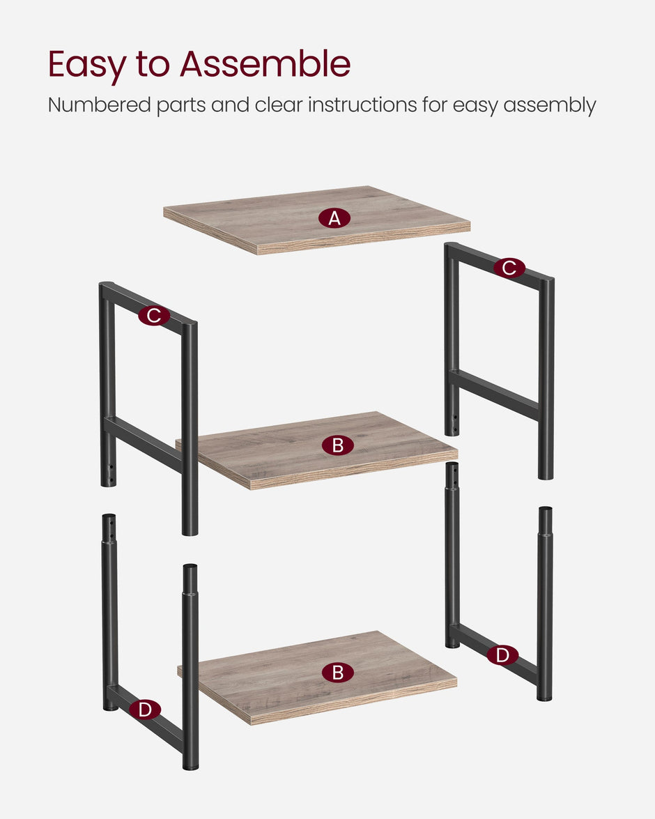 3-Tier End Table – Steel Frame – Heather Greige and Classic Black – Industrial Style