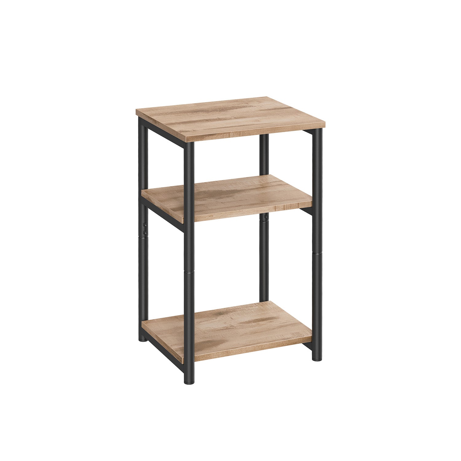 Sofa Side Table – Steel – Camel Brown and Ink Black – 3-Tier Industrial Design