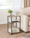 Sofa Side Table – Steel – Camel Brown and Ink Black – 3-Tier Industrial Design