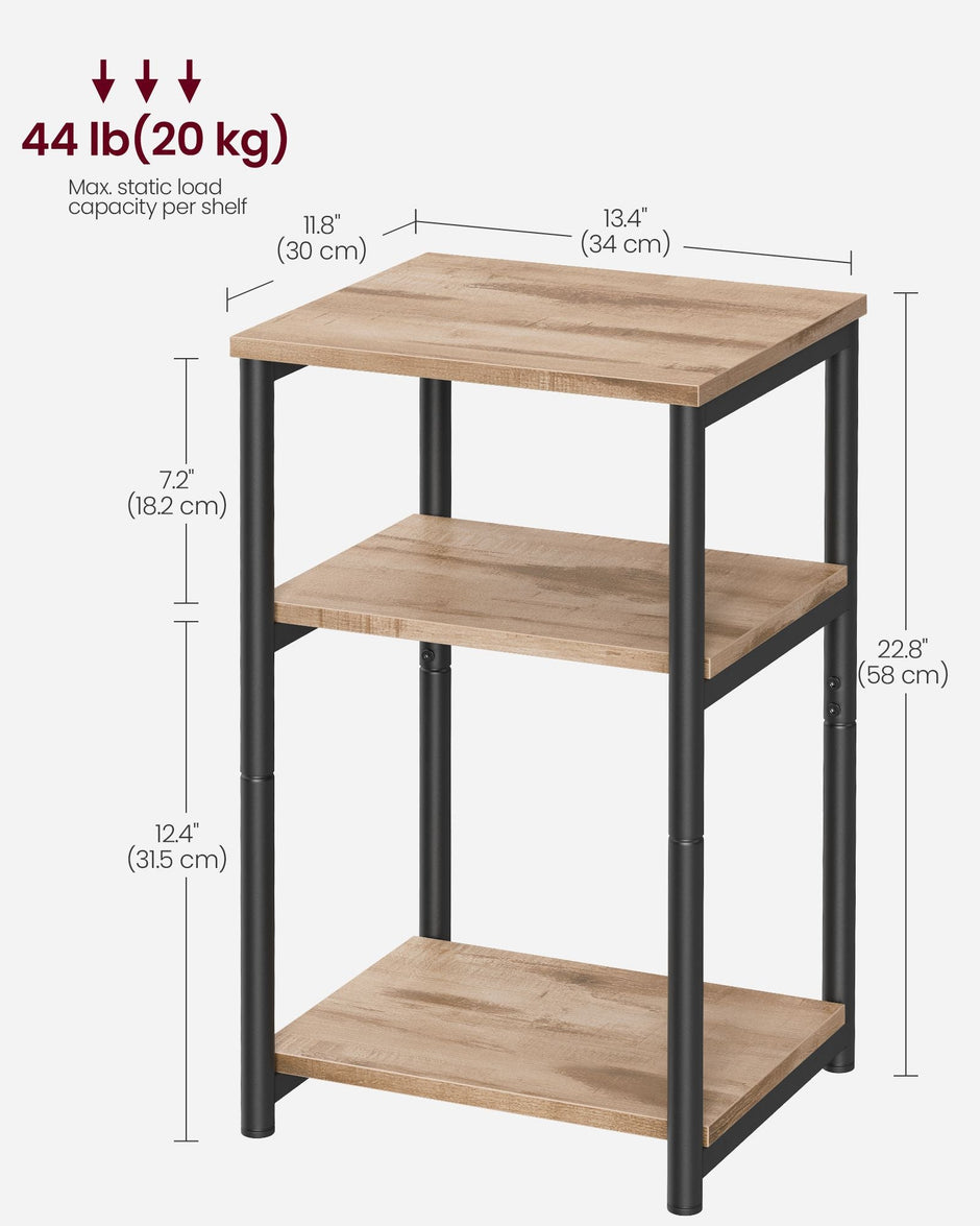 Sofa Side Table – Steel – Camel Brown and Ink Black – 3-Tier Industrial Design