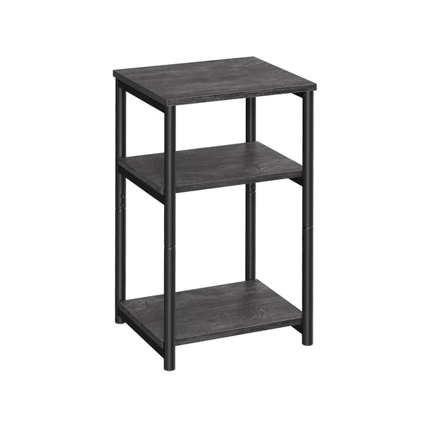 3-Tier Side Table – Steel Frame – Misty Grey and Ink Black – Industrial Style