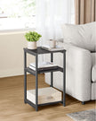 3-Tier Side Table – Steel Frame – Misty Grey and Ink Black – Industrial Style