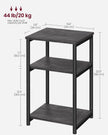 3-Tier Side Table – Steel Frame – Misty Grey and Ink Black – Industrial Style