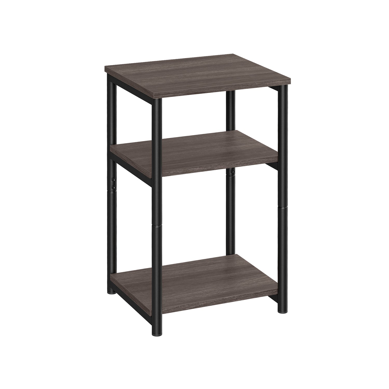 3-Tier Sofa Side Table – Steel Frame – Chestnut Brown and Ink Black – Industrial Style