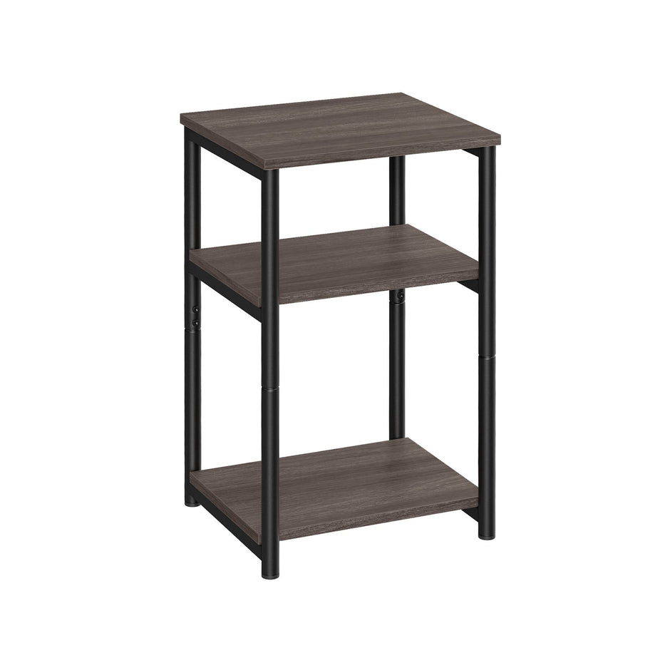 3-Tier Sofa Side Table – Steel Frame – Chestnut Brown and Ink Black – Industrial Style