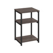 3-Tier Sofa Side Table – Steel Frame – Chestnut Brown and Ink Black – Industrial Style