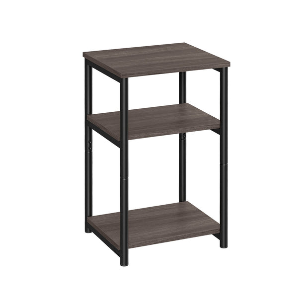 3-Tier Sofa Side Table – Steel Frame – Chestnut Brown and Ink Black – Industrial Style