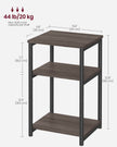 3-Tier Sofa Side Table – Steel Frame – Chestnut Brown and Ink Black – Industrial Style