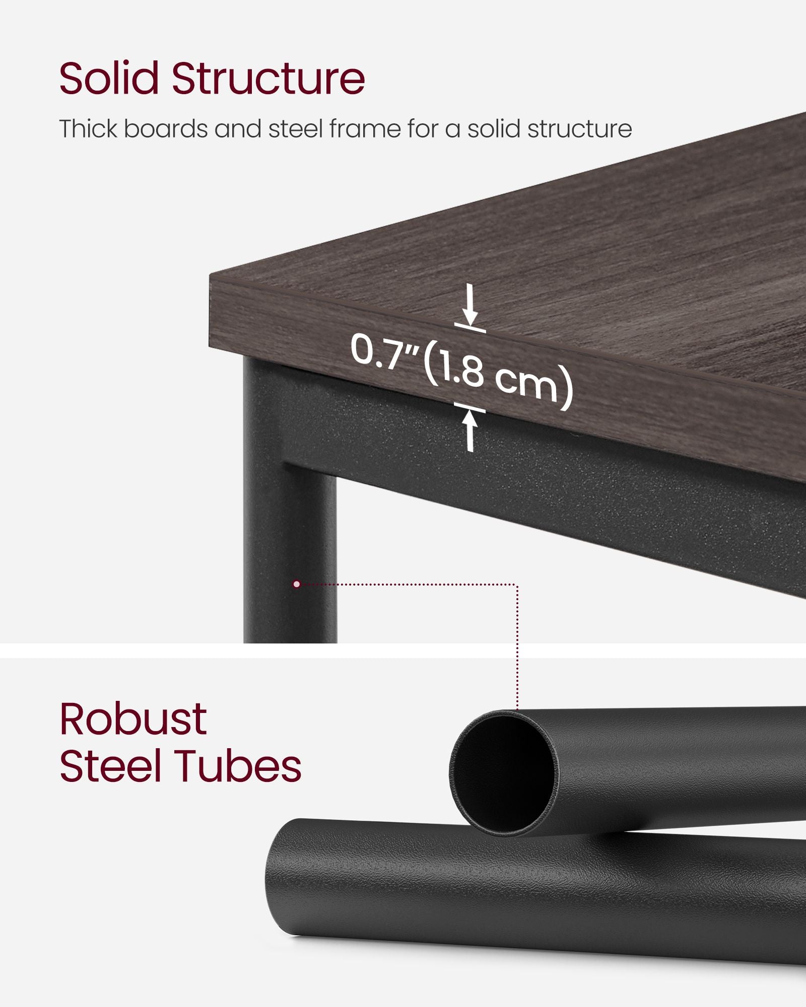 3-Tier Sofa Side Table – Steel Frame – Chestnut Brown and Ink Black – Industrial Style