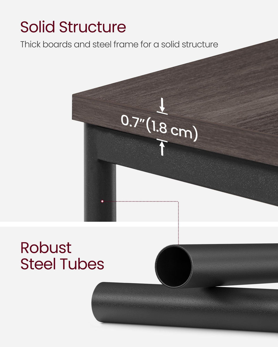 3-Tier Sofa Side Table – Steel Frame – Chestnut Brown and Ink Black – Industrial Style