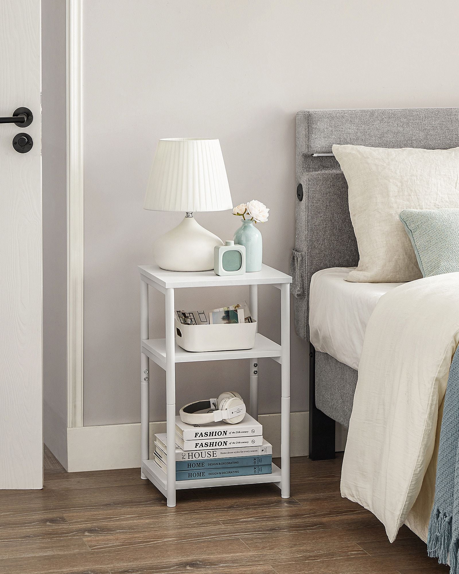 Bedside Table – Steel Frame – Industrial Style – 3-Tier Design