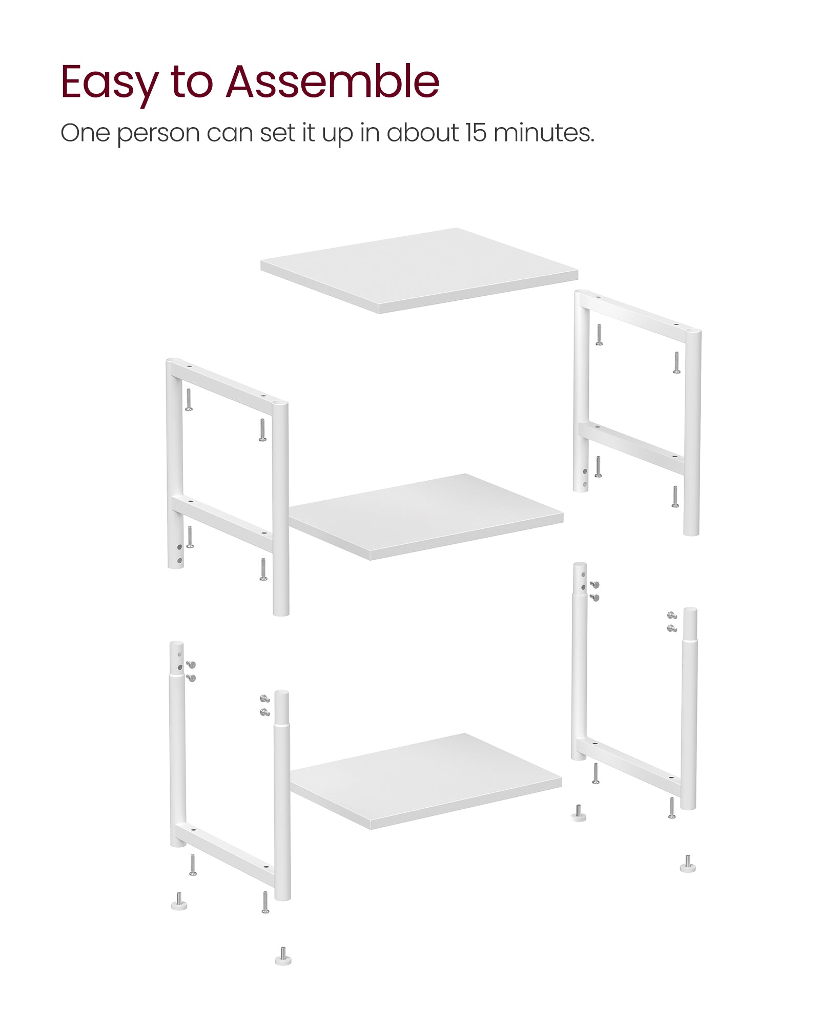 Bedside Table – Steel Frame – Industrial Style – 3-Tier Design