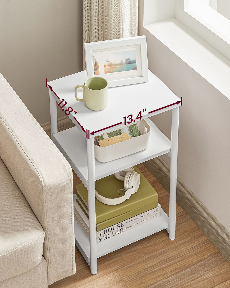 Bedside Table – Steel Frame – Industrial Style – 3-Tier Design