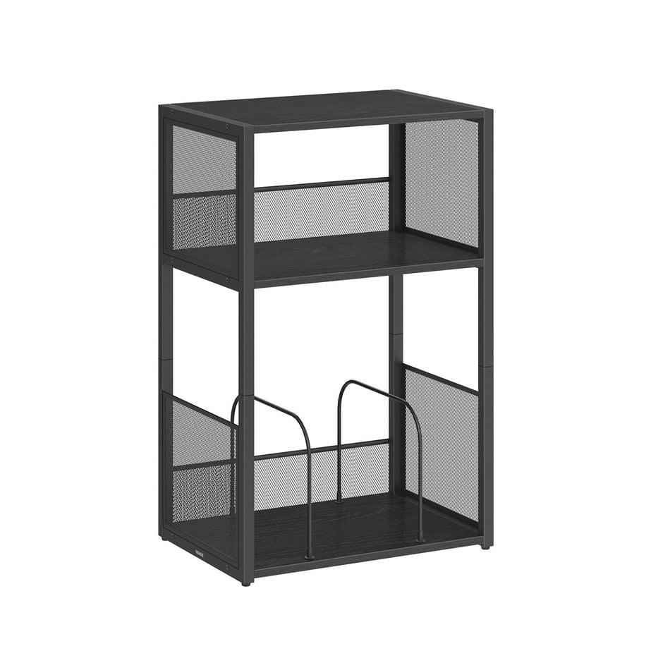 Record Player Stand – Wood – Ebony Black – 3-Tier Vinyl Record Storage for Up to 100 Albums
