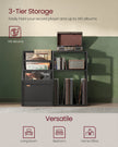 Record Player Stand – Wood – Rustic Brown – Vinyl Storage for Up to 140 Albums, Three-Tier Design
