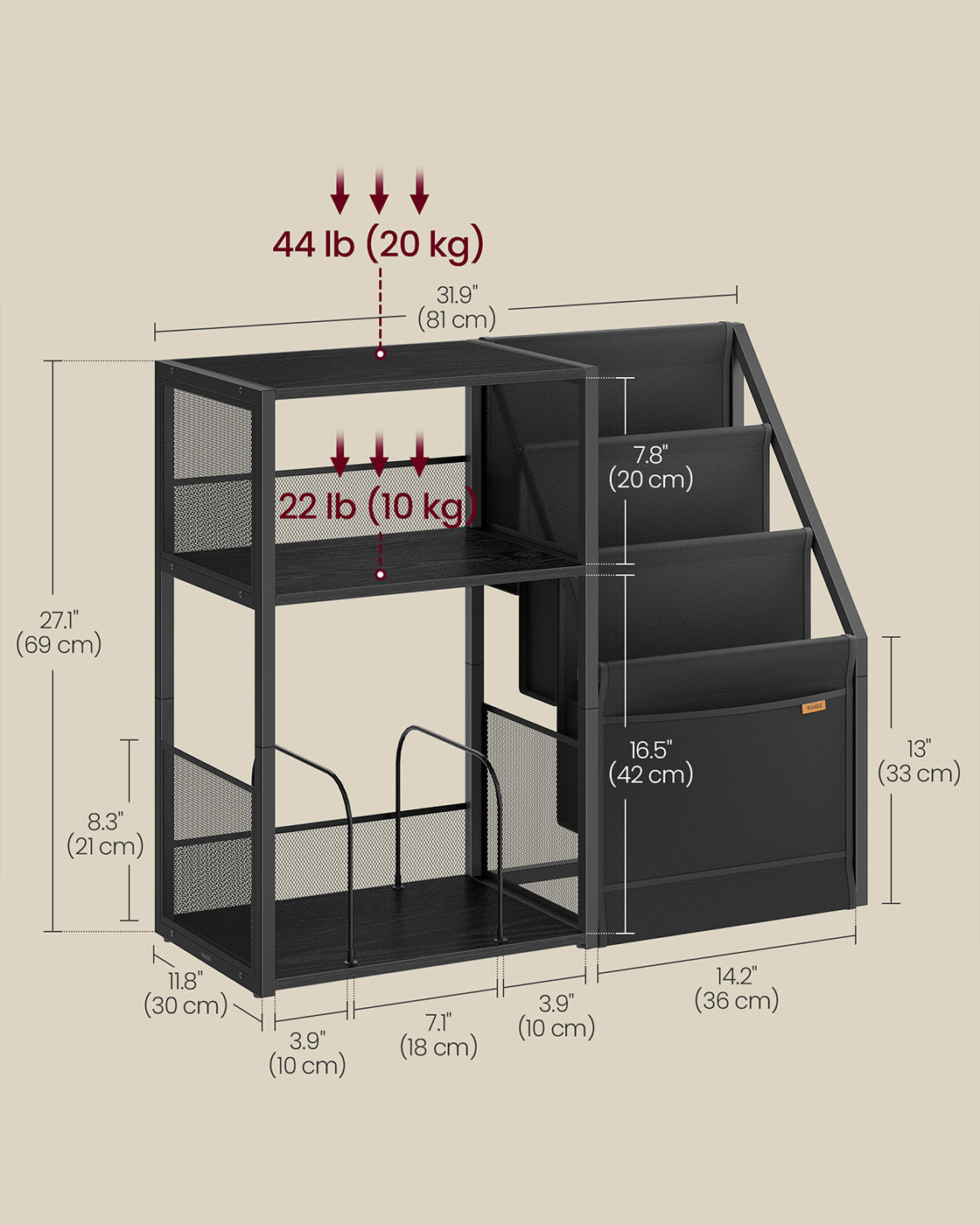 Record Player Stand – Wood – Rustic Brown – Vinyl Storage for Up to 140 Albums, Three-Tier Design