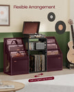 Record Player Stand – Wood – Rustic Brown – Vinyl Storage for Up to 140 Albums, Three-Tier Design
