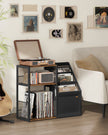 Record Player Stand – Wood – Rustic Brown – Vinyl Storage for Up to 140 Albums, Three-Tier Design