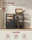 Record Player Stand – Wood – Rustic Brown – Vinyl Storage for Up to 140 Albums, Three-Tier Design