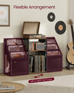 Record Player Stand – Wood – Rustic Brown – Vinyl Storage for Up to 140 Albums, Three-Tier Design