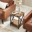 Side Table – Wood and Steel – Rustic Brown and Black – X-Shape Frame with Storage Shelf