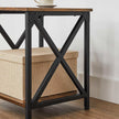 Side Table – Wood and Steel – Rustic Brown and Black – X-Shape Frame with Storage Shelf