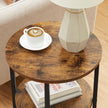 3-Tier Round Accent Table – Steel Frame – Rustic Brown and Black – Easy Assembly