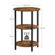3-Tier Round Accent Table – Steel Frame – Rustic Brown and Black – Easy Assembly