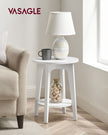 Side Table – Wood – White – Modern Design with Lower Shelf