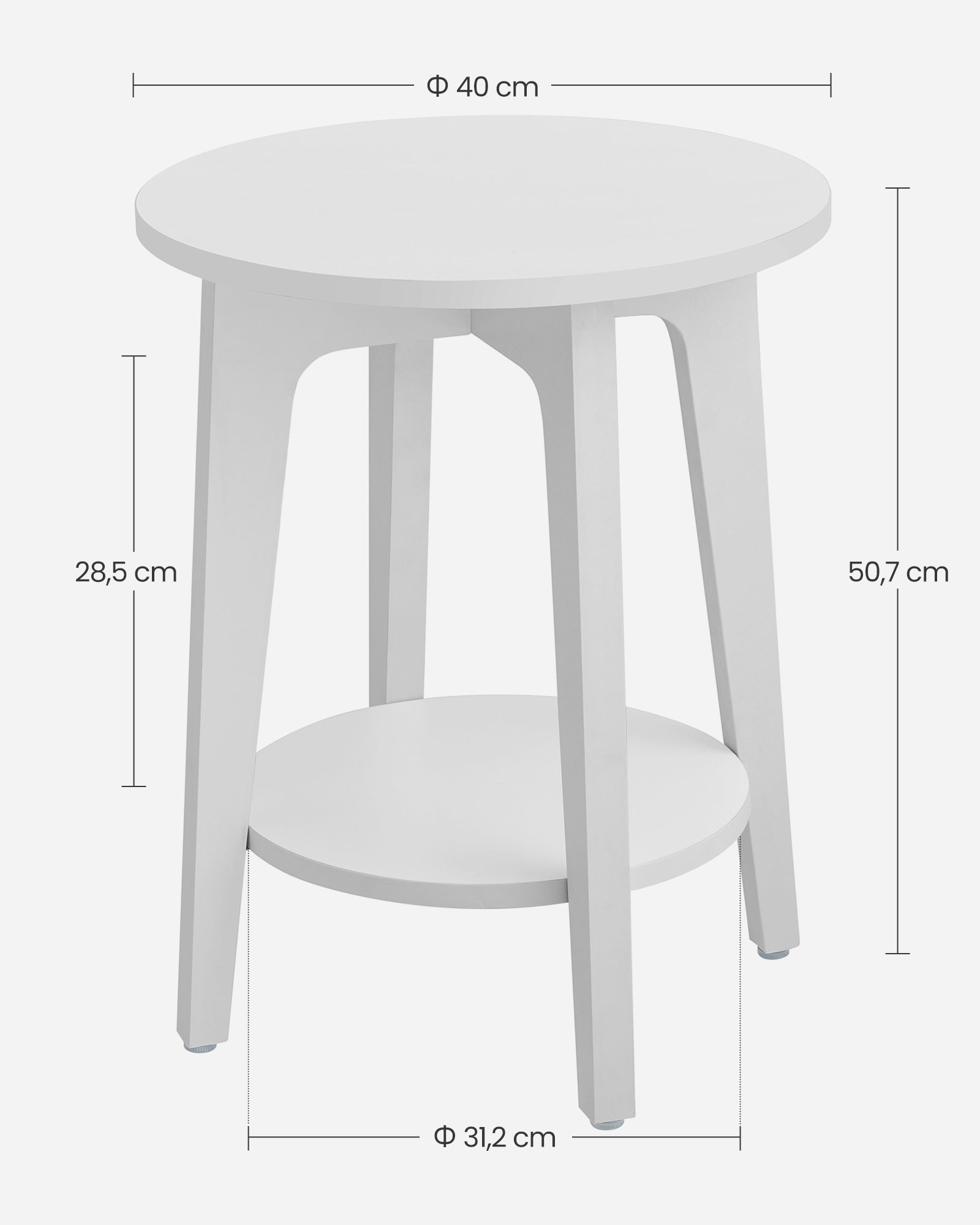 Side Table – Wood – White – Modern Design with Lower Shelf