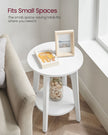 Side Table – Wood – White – Modern Design with Lower Shelf