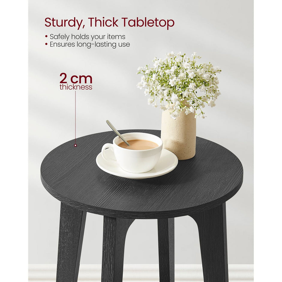 Round Side Table – Metal – Black – Modern Design with Lower Shelf